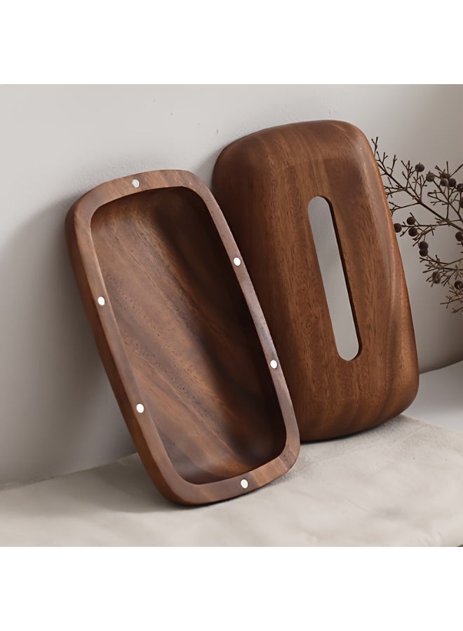 Fasola South American Walnut Wood Tissue Box, 1 Pack Wooden Tissue Holder Measuring 22x13x6cm, Solid Wood Napkin Dispenser with Magnetic Lid, Handcrafted Wood Box for Majlis Living Room and Office Decor, Luxury Home Gift (Natural Walnut Brown) - Image 5